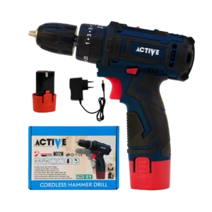 دریل شارژی 12 ولت چکشی اکتیو مدل AC-3222 عکس محصول با متعلقات